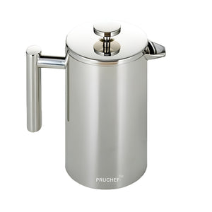 Pruchef - 350ml Insulated Stainless Steel Coffee French Press - Silver