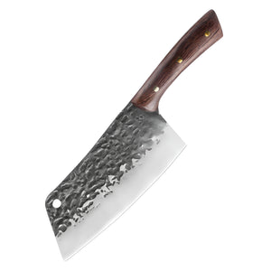 Pruchef - Sharp Stainless Steel Chef's Cleaver Knife with Wooden Handle - Grey