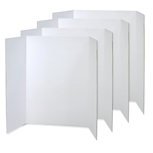 Nerdy Admin - 4Pcs Tri Fold Presentation & Display Boards for School Projects - White
