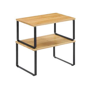 Pruchef - 2 Pcs Wooden Kitchen Cabinet Shelf Organizers - Natural Wood