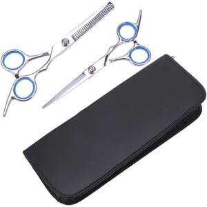 WigWagga - Stainless Steel Pet Grooming Cutting & Thinning Shears with Case - Silver