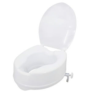 Pract Pack - 40cm Raised Comfortable Toilet Seat with Lid & Safe Lock - White