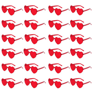 Volamor - 24Pcs Trendy Heart Shaped Rimless Eyewear Sunglasses - Red