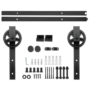 SuaTools - 150cm Carbon Steel Single Barn Door Sliding Track Kit - Black
