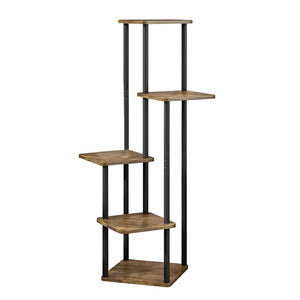 Herqona - 5 Tier Corner Plant Stand with Metal Frame & MDF Shelves - Brown