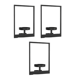 Herqona - 3Pcs Wall Mounted Metal Plant Stand for Indoor & Outdoor Wall Decor - Black