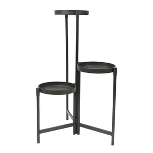 Herqona - 3 Tier Foldable Plant Stand Indoor & Outdoor with Removable Trays - Black