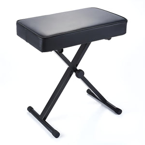 Pract Pack - 3 Height Adjustable Folding Leather Musician Bench with Iron Frame - Black