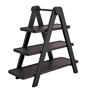 Pruchef - 3 Tier Paulownia Wood Decorative Tray Stand & Serving Platter - Black