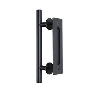 SuaTools - 30x6.5cm Carbon Steel Barn Door Handle for Interior & Exterior - Black