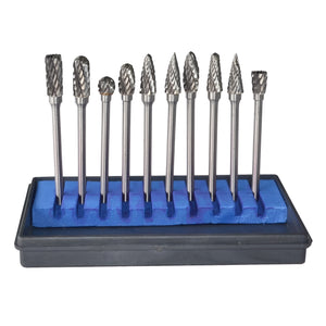 SuaTools - 10Pcs Double Cut Tungsten Steel Carbide Rotary Burr Set - Black