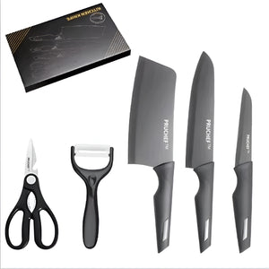 Pruchef- 5 Pcs Stainless Steel Chef Knife Set Kitchen Knives Set - Black