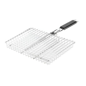 Herqona - 32cm Chrome Braai Grid with Sliding Wooden Handle for Outdoor - Silver