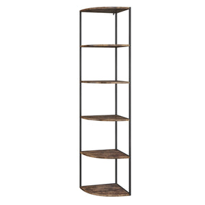 Pract Pack -  6 Tier Particle Board Corner Shelf Stand, For Home & Office Use - Brown
