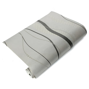 Pract Pack - 10×0.53m Luxury Non Woven Striped 3D Textured Wallpaper – Grey