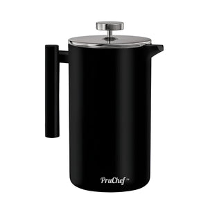Pruchef - Double Wall Stainless Steel Coffee French Press Coffee Maker - Black