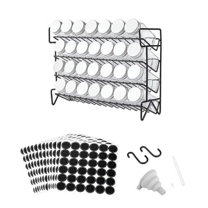 Pruchef - 4 Tier Iron Spice Rack Organizer with 28 Spice Containers – Black
