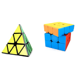 Toto Bubs - 2Pcs Speed Cube & Pyramid Brain Teasers Set For Kids Fun - Multicolor