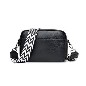 Volamor - 21cm Leather Crossbody Bag for Women With Shoulder Straps - Black