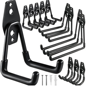 SuaTools - 12 Pcs Wall Mount Heavy Duty Steel Tool Hangers Garage Set – Black