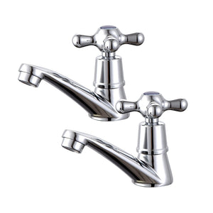 Herqona - 2 Pcs Zinc Alloy Wash Basin Bathroom Tap with ABS Filter - Silver
