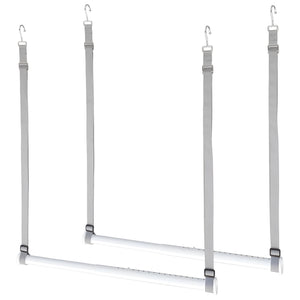 Herqona - 2 Pc Metal Adjustable Space Saving Hanging Closet Rod - Gray