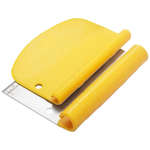 Pruchef - 15.2cm Stainless Steel Dough Scraper and Bowl Scraper Set - Yellow