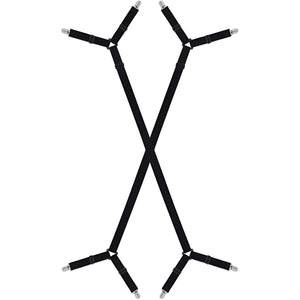 Pract Pack - 2 Pcs Fitted Bed Sheet Holder & Straps Clips Fasteners - Black