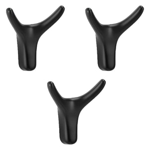 Pract Pack - 3 Pcs Zinc Alloy Modern Double Hooks Coat Wall Hanger – Black