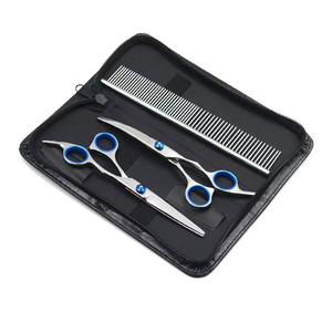 Wigwagga - Professional Pet Grooming Scissors Set, Hairdressing & Thinning Shears - Blue