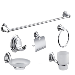 Pract Pack - 6 Pcs Zin Alloy Bathroom Accessories with Polished Chrome Finish - Silver