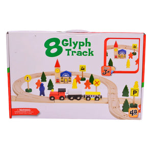 TugoPlay -48 Pcs Wooden Train Toy Set with Accessories - Multi-Color
