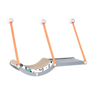 WigWagga- Cat Hammock Glass Mounted Large Cats Shelf with Scratch Borad- Orange