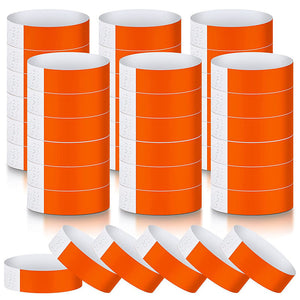 Nerdy Admin - 500 Pcs Waterproof Adhesive Paper Wristbands for Events – Orange