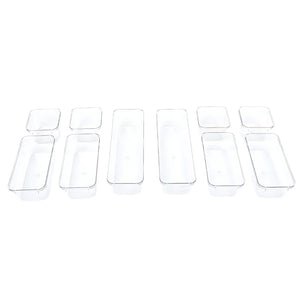 Volamor - 10 Pcs Clear Acrylic Drawer Organizer Trays for Home & Office - Transparent