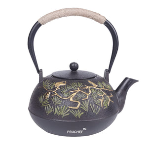 Pruchef - 1200ml Handmade Japanese Cast Iron Teapot with Infuser - Black