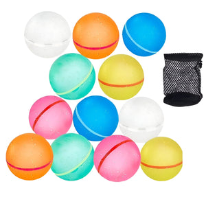 TugoPlay - 12Pcs Reusable Silicone Water Balloons for Outdoor Fun Set - Multicolor