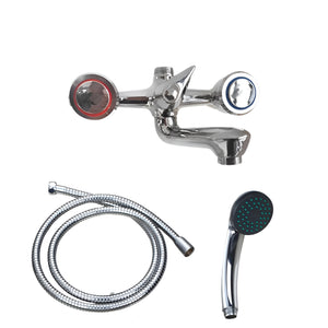 Pract Pack - Dual Handle Zinc Alloy Shower Mixer Tap Set with Slide Bar & Hose - Silver