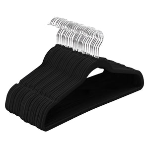 Pract Pack - 50Pcs Non Slip Plastic and Iron Clothes Hangers with Swivel Hooks - Black