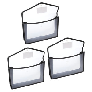 Nerdy Admin - 3 Pcs Plastic Horizontal Documents Holder with Snap Closure - White