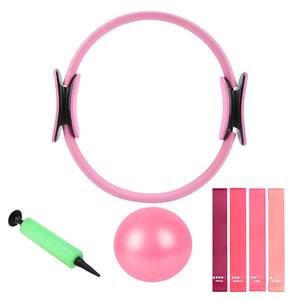 VolaFit - 7 Pcs Fiberglass Pilates Fitness Kit for Women’s Home Workouts – Pink