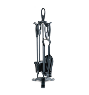 SuaTools - 5 Pieces Fireplace Tool Set Portable Fire Place Accessories Set - Black