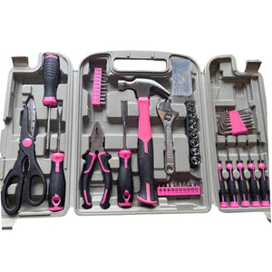 Sua Tools - 53 Pcs Basic Home & Office Tool Kit Set With Toolbox - Pink