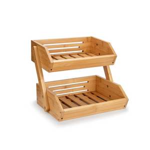 Pruchef - 2 Tier Bamboo Food Storage Basket - 29cm