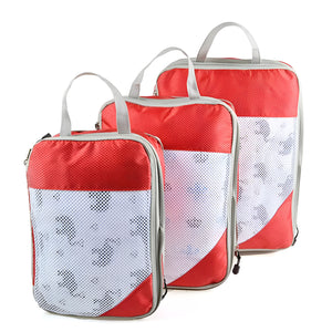 Pract Pack - Pack of 3 Compressible Travel Packing Cubes - Red
