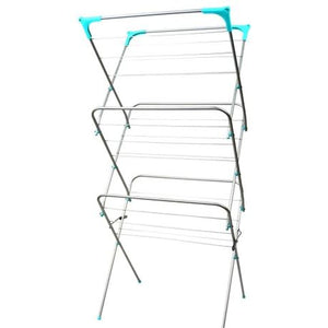 3 Tier Foldable Laundry Drying Rack Airer - 13m Drying Space - Blue