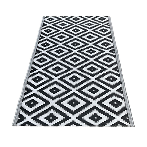Herqona - Lightweight Diamond Weave Cotton Blend Mat - Black & White - 200 x 120cm