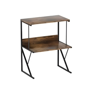 Nerdy Admin - 3 Tier Desktop Wood Office Organizor Shelves - Rustic Brown