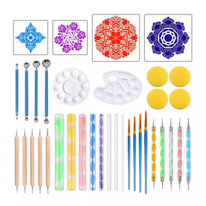 Mandala Dot Art Stencils and Tools Kit - 36 Pieces Default Title
