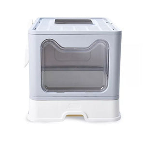 WigWagga - Foldable Top Entry Low Ordour Enclosed Cat Litter Box - Grey Default Title